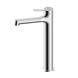 Смеситель для раковины, высокий, монолитный, высота излива 26 см, длина 17 см, латунь/хром