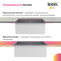 Edifice Мойка, нерж. сталь, универсального монтажа, графит, 740*440, IDDIS, EDI74G0i77