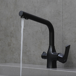 URSUS Смеситель для кухни с подключением к фильтру питьевой воды, нерж. сталь/чёрн.матовый, LM7258BL