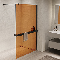 Душевая перегородка Walk-In VSW-1HR100GSB, 1000*2000, черный, стекло янтарь, , шт