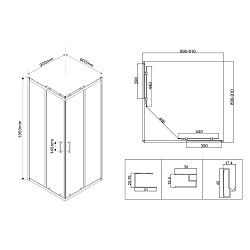 Душевой уголок City VSS-5CT900CLB, 900*900, черный, стекло прозрачное, , шт