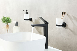 Смеситель для раковины, высокий, монолитный, высота излива 23 см, длина 17 см, с дон клапан LM3709BL