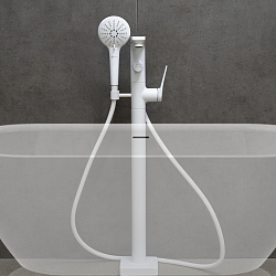 ВЫВОД BRONX Напольный смеситель для ванны, повор.переключатель, латунь/белый матовый, LM3744MW