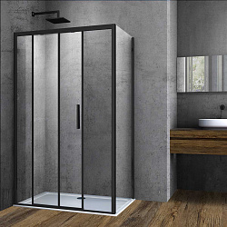 Душевой уголок Soft VSR-3SO9012CLB, 1200*900, черный, стекло прозрачное, , шт