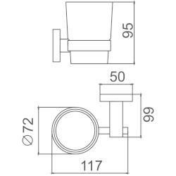 Держатель стакана матовое стекло, черный HB8906