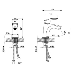 plus STRIKE Смеситель для раковины, монолитный, латунь/хром
