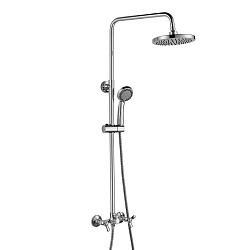 Душевая система с верхним душем Ø20 см, регулируемая высота 0,86~1,5м, латунь/хром