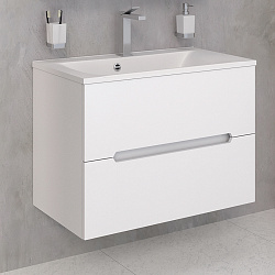 Тумба /2 ящ/подвесная/белый/раковина Прима (80см) Olivia/AQUA DE MARCO