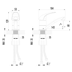 Cмеситель для раковины с поворотным изливом, хром, S1007C