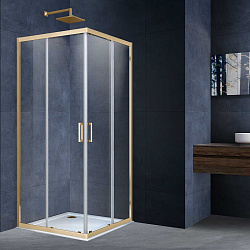 Душевой уголок Alpha VSS-3AL900CLG, 900*900, брашированное золото, стекло прозрачное, , шт