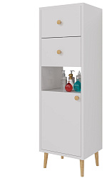 DREJA.eco Шкаф LUNO, 35 см, напольный, правый,  1дв., 2 ящ., 1 откр. полка, белый глянец