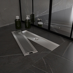 Corpa Nera Grossi/Гросси душевой трап 10х40 с сухим затвором, вертикальный выпуск, нержавеющая сталь