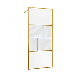 Душевая перегородка Walk-In VSW-1HC120CFBG, 1200*2000, браш. золото, стекло прозрачное/рифленое, , ш