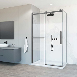 Душевой уголок Como Soft VSR-1CS1011CLGM, 1100*1000, вороненая сталь, стекло прозрачное, , шт