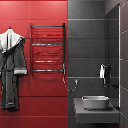 Aringa Берген полотенцесушитель лесенка электрический с полкой 80*50, хром