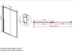 Душевая дверь Lugano VDS-1L150CL-1, 1500, хром, стекло прозрачное, , шт