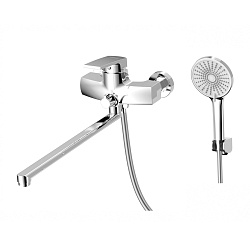 Смеситель универсальный для ванны с поворотным изливом 380 мм, хром