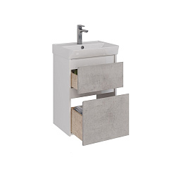 Тумба Lemark COMBI 50 см под 1 раковину, подвесная/напольная, 2 ящика, цвет фасада: Бетон, цвет корп