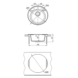 SULA 500 Мойка кухонная из кварцгранита цвет: антрацит  комплектация: крепеж, сливная арматура с пер