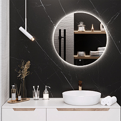 Зеркало/LED-подсветка/круглое (65см)/сенсор.выключатель Milan/AQUA DE MARCO
