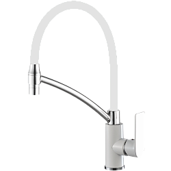 Смеситель для кухни, гибкий излив, латунь, белый/хром HB72505-8