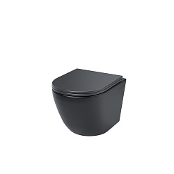 Унитаз безободковый чёрный матовый подвесной, Blanco, IDDIS, BLAR3BMi25