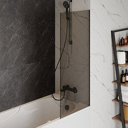 Corpa Nera Bertoni/Бертони Шторка на ванну 60х140,тонированное стекло, профиль- черный матовый