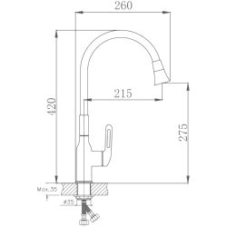 Смеситель для кухни, гибкий излив,нержавеющая сталь, белый HB42830-8