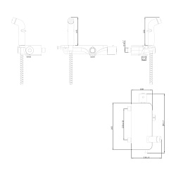 Смеситель настенный термостатический с гигиеническим душем, латунь/белый акрил