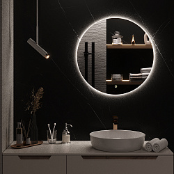 Зеркало/LED-подсветка/круглое (65см)/сенсор.выключатель Milan/AQUA DE MARCO