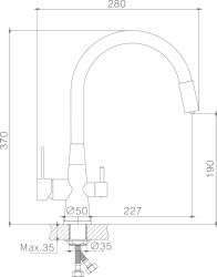 Смеситель для кухни с подключением фильтра, гибкий излив, латунь, белый/хром HB76858-8 