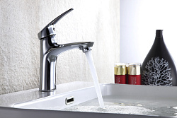 LINARA Смеситель для раковины, монолитный, высота излива 10 см, длина 11 см, латунь/хром