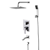 Встраиваемый смеситель с верхним душем 30х20 см, длина излива 18 см, латунь/хром