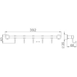 Крючок пятерной, хром HB205-5