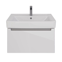 Тумба Lemark BUNO MINI 80 см под 1 раковину, подвесная, 1 ящик, цвет планки: Серый, цвет корпуса, фа