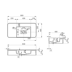 Раковина из искусственного камня Vincea VWB-6S480MW, 800*400*150, подвесная, цвет белый матовый, , ш