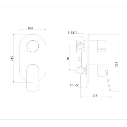 Cмеситель для встраиваемых душевых систем с дивертором на 3 режима (без аксессуаров), хром