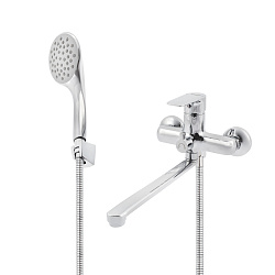 Aringa Рейн смеситель для ванны и душа длинный излив с аксессуарами, хром