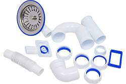 Y410 СИФОН ДЛЯ МОЙКИ ПРЯМОТОЧНЫЙ С ВЫПУСКОМ 3 1/2 на Ø40  С КВАДРАТНЫМ ПЕРЕЛИВОМ  БЕЗ ОТВОДА