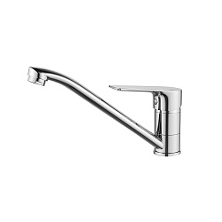 Смеситель для кухни с поворотным изливом, высота излива 12 см, длина 20 см, латунь/хром