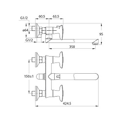 Смеситель для ванны с длинным изливом Copter, IDDIS, COPSBL2i10WA