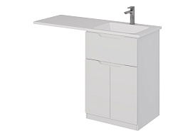 DREJA.eco Тумба Vega, 60 см, напольная, 1 ящик, 2 дверцы, белый глянец (Wing 120)