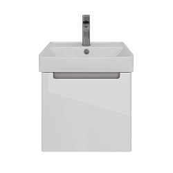 Тумба Lemark BUNO MINI 45 см под 1 раковину, подвесная, 1 ящик, цвет планки: Серый, цвет корпуса, фа