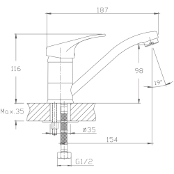 Смеситель для кухни, латунь, хром HB4513