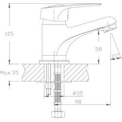 Смеситель для раковины, латунь, хром HB1037