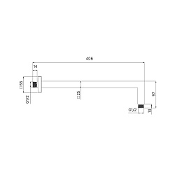 Кронштейн для верхнего душа в стену, квадратный, черный матовый, Optima Home, IDDIS, OPH41BSi61