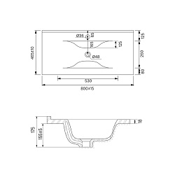 ВЫВОД Умывальник мебельный. 80 см. Iddis, Cloud. 0138000i28