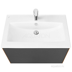 Тумба-умывальник Сохо 75 Дуб Веллингтон/Графит софт (Элина 75)