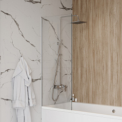 Corpa Nera Bertoni/Бертони Шторка на ванну 60х140, прозрачное стекло, профиль- хром