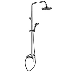 Душевая система с верхним душем Ø20 см, регулируемая высота 0,95~1,6м, латунь/хром